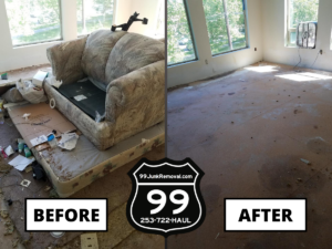 99 Junk Removal apartment furniture cleanup seattle BEFORE and AFTER