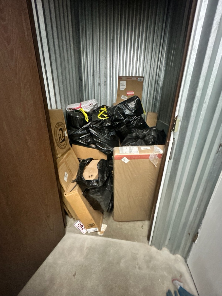 Before: commercial storage space packed floor to ceiling